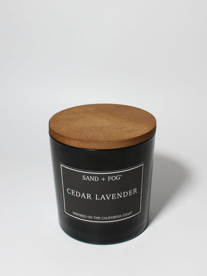 Cedar Lavender 21 oz scented candle Black vessel with Wood lid