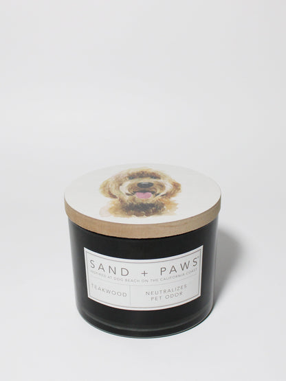Sand + Paws Teakwood 12 oz scented candle