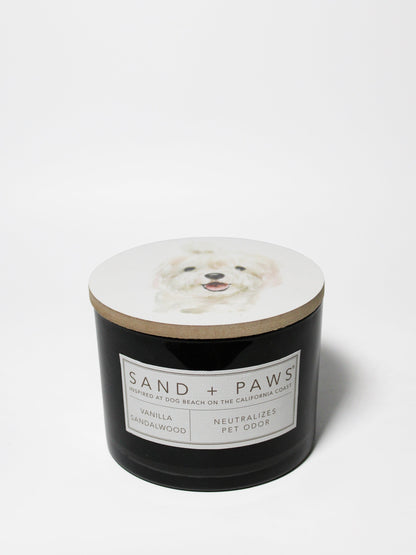 Sand + Paws Vanilla Sandalwood 12 oz scented candle